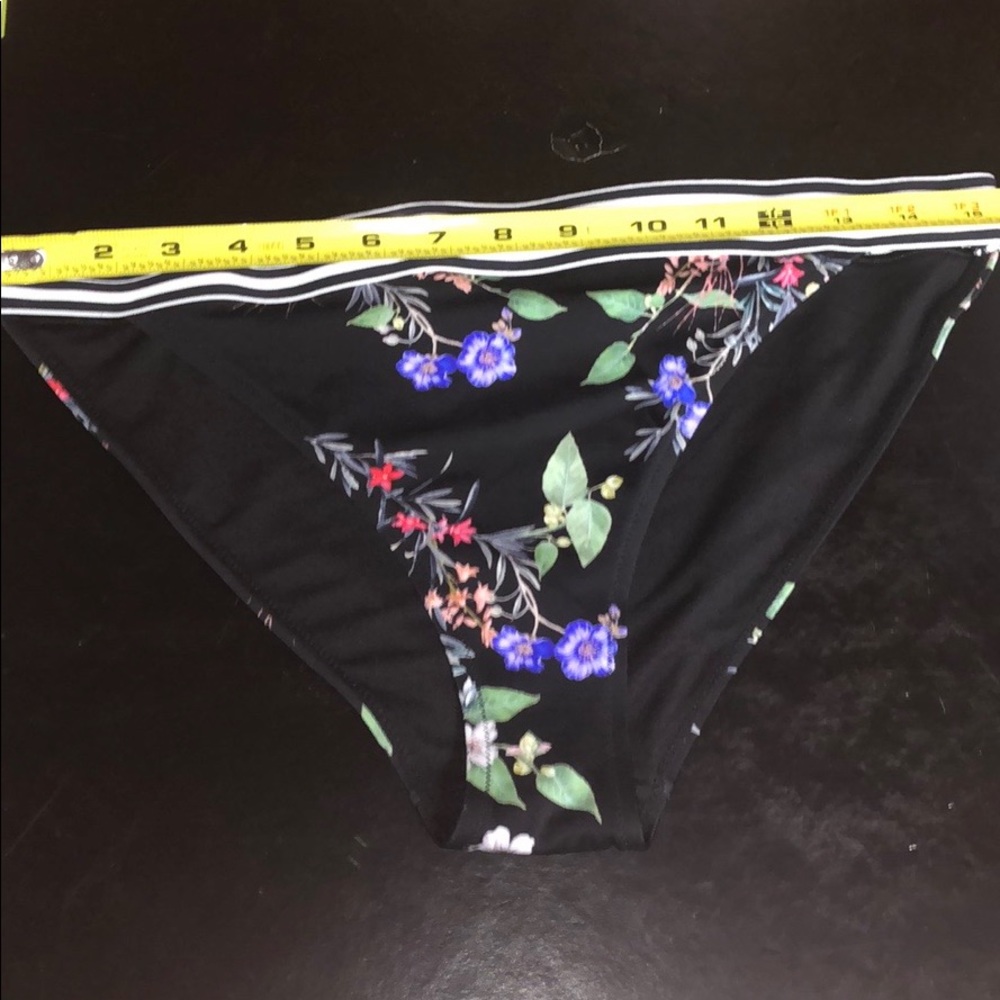 Athleta Black Floral Bikini Bottom with Striped Waistband - Picture 6 of 13